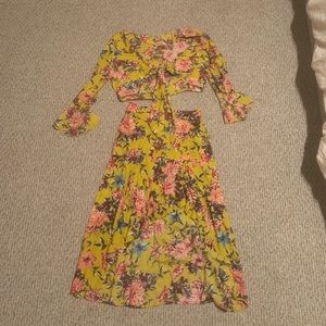 crop top + high-low skirt set